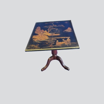 tavolino inglese con piano pieghevole, pannello giapponese in bassorilievo